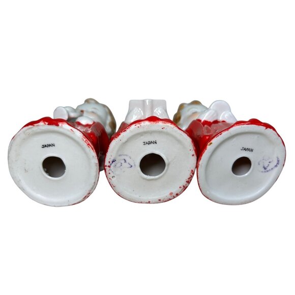 Vintage Christmas Choir Boy Angel Candleholders Japan Set of 3 Red - Picture 6 of 6